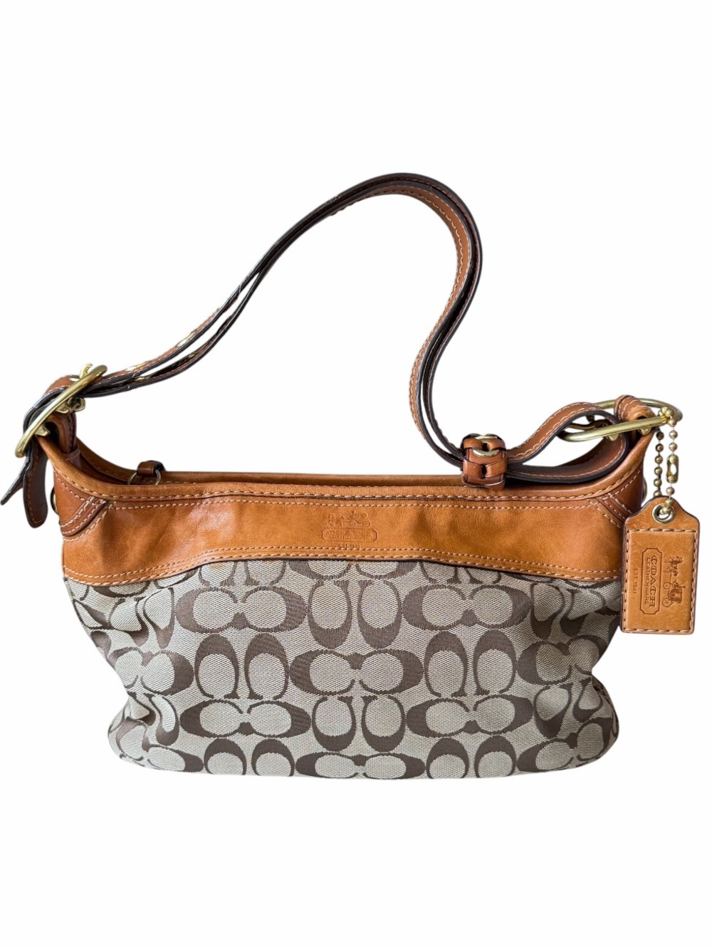 Coach 11444 Soho Signature Jacquard Y2K Shoulder Bag Khaki Brown